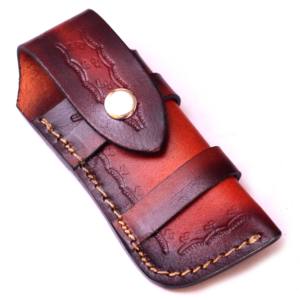 Tendencia fábrica OEM producto 2023 Venta caliente cuero de grano rico contraste sombreado vaina para cuchillos plegables - Product Image 1