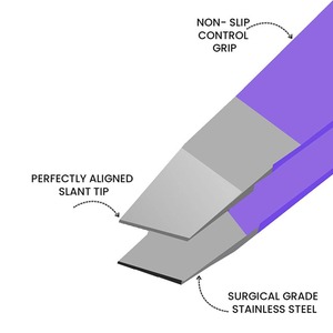 Compra directa Pinzas de cejas y pestañas de acero inoxidable puntiagudas para tratamiento de cabello encarnado Herramienta de recorte de cejas - Product Image 4