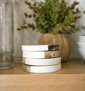 Posavasos de Madera de Mármol, Duradero y de Lujo, 400 mm de Diámetro, Personalizable, Agrega Encanto a las Mesas de Centro, Decoración de la Sala de Estar - Product Image 5