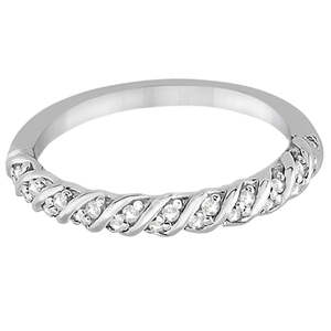 Alliance de mariage en or blanc 14 carats avec diamant, bague en diamant de 0,17 carat - Product Image 1