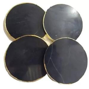 Ensemble de sous-verres en tranches d'agate noire polie à la demande pour les mariages à la maison et les occasions spéciales disponibles au meilleur prix - Product Image 4