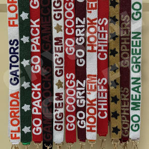 Sangle de sac à main perlée personnalisée à carreaux rouges sangles de sac de perles de rocaille en or blanc accessoires à la mode pour sacs - Product Image 6