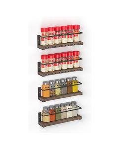 Étagère à épices pour porte d'armoire ou support mural (lot de 4) avec 415 étiquettes d'épices-Étagère d'assaisonnement suspendue en bois pour placard - Product Image 6