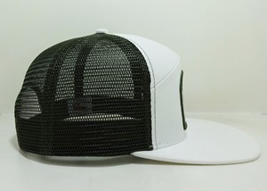 White 7-Panel <b>Flat</b> Brim Snapback Trucker <b>Hat</b> with Blank Patch for Printing Promotional Mesh Cap Custom Logo <b>Hat</b> Vietnam Made - Product Image 4