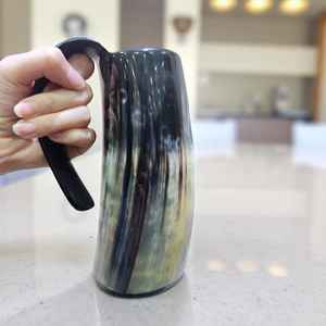 Taza de cuerno de búfalo hecha a mano natural Taza de café ecológica Diseño tradicional para regalar DE LA India - Product Image 3