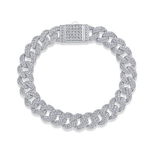 Or jaune Hip Hop Style VS1 Moissanite coupe ronde diamant glace cubaine lien Bracelet pour hommes 925 en argent Sterling à la mode fête - Product Image 3