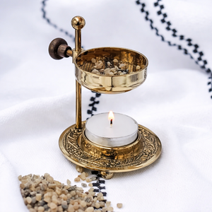 Brass <b>Incense</b> <b>Burner</b> & <b>Holder</b> with Adjustable Design Eco-Friendly for Bakhoor Aromatherapy and Religious Home Decor Use - Product Image 3