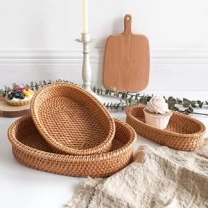 Cesta de mimbre tejida a mano, accesorio respetuoso con el medio ambiente, bandeja de mimbre hecha a mano, cesta rústica Vintage - Product Image 1