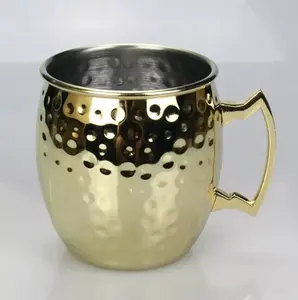 Tasse en céramique indienne faite à la main saine meilleure tasse de mule de Moscou en acier inoxydable placage de cuivre poignée en laiton prix de gros disponible - Product Image 2