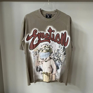 T-shirts graphiques en diamant pour la mode en gros, vêtements de streetwear en coton, style vintage, tissu épais - Product Image 2