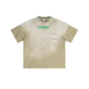 T-shirts Boxy Streetwear Col Rond 100% Coton 220 GSM pour Homme, Coupe Lourde, Imprimé Numérique, Effet Délavé Soleil, Épaules Tombantes - Product Image 5