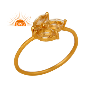 Anillo apilable de piedras preciosas citrino natural chapado en oro de 18 quilates de plata esterlina superventas Demi fabricante de joyería fina - Product Image 1