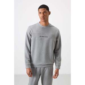 Conjunto Deportivo para Hombre en Algodón Gris Melange, Grueso, Suave, Texturizado, con Estampado - 85253 - Gb melange/gb melange - Product Image 3