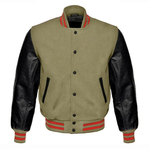 Chaqueta universitaria para hombre, cuerpo de lana con mangas de cuero, diseño de estilo de béisbol, opciones de logotipo personalizado, chaqueta de béisbol universitaria para hombre - Product Image 1