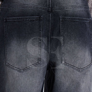 กางเกงยีนส์ทรงหลวมสีดำสไตล์วินเทจสำหรับผู้ชายกางเกงยีนส์ทรงหลวมมีโลโก้ปรับแต่งได้ - Product Image 5