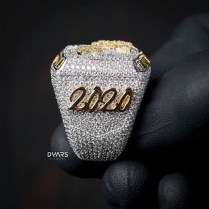 Custom Logo Full <b>Iced</b> Out Letter VVS Real Moissanite Sterling Silver Hip Hop Style Bustdown Championship Wedding <b>Ring</b> - Product Image 3