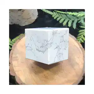 High Quality Natural White Howlite Cube Stone Square Standing Polished Crystal Healing Gemstone Cuboid Stones For Decoration