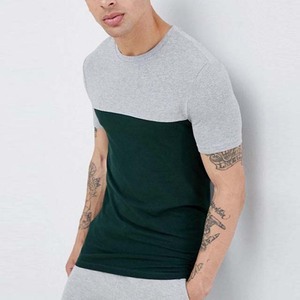 Camisetas personalizadas OEM para ropa de hombre High Street Style Block Color Cotton Transpirable Summer Street Wear Slim Fit Men T Shirt - Product Image 6