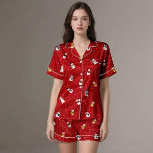 Summer Breathable Luxury Adult <b>Silk</b> Satin Full-Length Sleepwear Set 2-Piece Pajamas with Elastic Waistband Customizable Design - Product Image 5