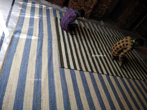 Alfombra de yute de cáñamo azul y blanco, para dormitorio, habitación de invitados, pasillo y cocina, el más vendido, precio de fábrica - Product Image 2