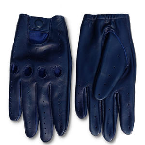 Personalizado piel de cabra cuero transpirable botón cierre conducción carreras deporte guantes dedo completo hombres invierno moda cálido - Product Image 1