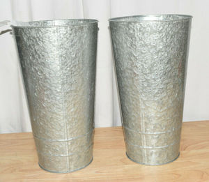 Jardinière décorative galvanisée avec poignées pour fleurs, décoration de la maison pour salon, cuisine, chambre, appartement, bureau - Product Image 4