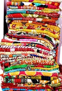 New Winter Baby Quilt Handmade Kantha Vintage Design Indian Fish Block Print Reversible Cotton Home <b>Bedding</b> Throw - Product Image 4
