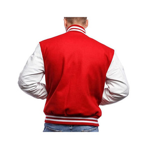 Chaqueta universitaria de béisbol de manga larga con diseño OEM para hombre, chaquetas lisas con letras en blanco y cuello levantado personalizadas al por mayor - Product Image 2