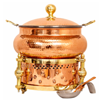 OEM RVS Koperen Chafing Dish Buffetset Elektrisch Aangedreven Duurzaam Spiegelafwerking 8L Capaciteit Bruiloft Restaurant