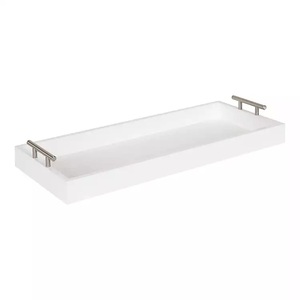 Bandeja de servicio rectangular estilo granja con aspecto desgastado, ideal para decoración de campo, organización de cocina y pantallas de mesa - Product Image 1