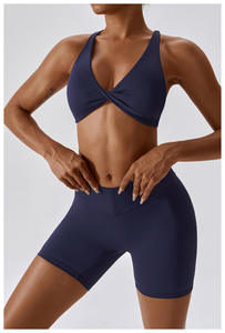 Conjunto de ropa deportiva de dos piezas personalizada para mujer, Sujetador deportivo con cuello en V para gimnasio y cintura elástica, mallas para levantar la cadera, ropa deportiva - Product Image 5