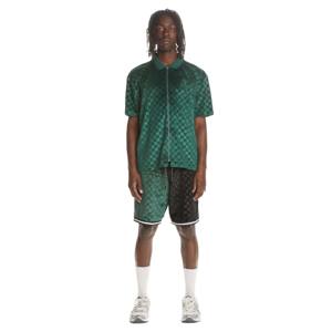 Elegante Camiseta polo con cremallera a cuadros: polo moderno y cómodo con cuello con cremallera y patrón de cuadros clásico, perfecto para ropa informal - Product Image 1