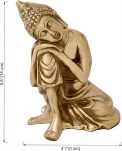 Statue de Bouddha en laiton, laiton pur, élégante, objet de décoration pour la maison et le bureau - Product Image 2