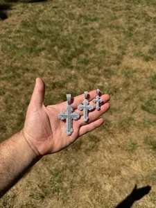 สร้อยคอเพชรโมอิสสำหรับชายและหญิงจี้รูปไม้กางเขนสีเงินสเตอร์ลิง925 - Product Image 6