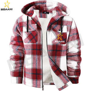 Chemise-veste en flanelle à coupe décontractée doublée de sherpa avec capuche pour homme - Product Image 1