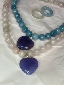 Collier de perles de sodalite naturelle, collier de perles rondes lisses en sodalite de 8mm, collier ras du cou en cristal fait main bijoux en perles - Product Image 2