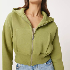 Sudadera Corta de Manga Larga de Algodón al por Mayor, con Logotipo Personalizado, Estilo Urbano de Alta Calidad, Sudadera con Capucha Corta para Mujer - Product Image 5