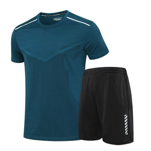 Chándales para hombre transpirable de nailon sólido ecológico informal playa Atlético verano Sportsuit trajes Top camisa pantalones cortos conjuntos - Product Image 5