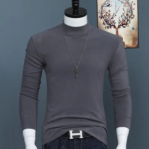 Luxe coréen hommes coupe régulière col rond coupe ajustée écologique respirant solide à manches courtes t-shirt avant Logo grande taille hauts automne - Product Image 4