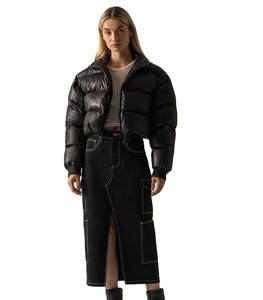 Veste matelassée courte décontractée pour femmes, vente en gros, nouveau style, hiver, logo personnalisé OEM, vêtements d'hiver, coton extensible, manches longues - Product Image 2