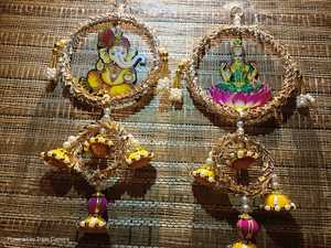 Lakshmi Ganesha hangings สำหรับตกแต่งผนังแขวนสำหรับวัดดิวาลีแขวนของขวัญงานแต่งงานงานแต่งงานทั้งหมดตกแต่งเทศกาล - Product Image 4