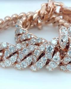 Pulsera Cubana de Lujo Chapada en Rodio con Oro Rosa y Moissanita VVS, Joyería Ortodoxa de Hip Hop para Regalo de Fiesta - Product Image 2