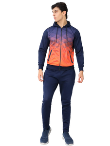 ชุดวอร์มสองชิ้นของผู้ชายมีฮู้ดแบบรูดซิปไล่ระดับสีและกางเกงจ็อกเกอร์ใส่สบายชุดออกกำลังกายสำหรับใส่เล่นกีฬา - Product Image 3