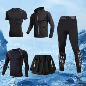 ชุดออกกำลังกาย 5 ชิ้น สำหรับทุกฤดู ระบายอากาศได้ดี ลายพิมพ์เรียบง่าย สไตล์ลำลอง เหมาะสำหรับวิ่ง ใช้ได้ทั้งชายและหญิง ชุดกีฬาสำหรับฤดูหนาวและฤดูร้อน - Product Image 3