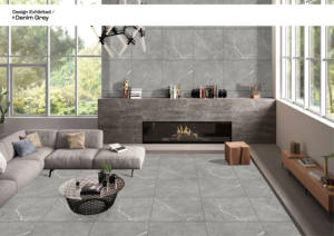 กระเบื้องเซรามิกพอร์ซเลนเคลือบลายหินอ่อนขนาด 600x600 มม. สีเทาเดนิม-ผิวด้านแบบชนบท กระเบื้องสี่เหลี่ยมขนาด 60x60 ซม. สำหรับภายนอกอาคาร - Product Image 2