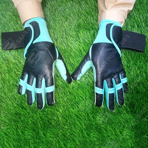 Nouvel arrivage de gants de baseball en cuir de meilleure qualité de couleur noir et vert menthe, nouvelle conception, gants en cuir de batteur à manchette longue - Product Image 2
