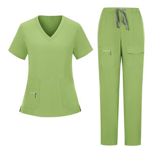 Uniforme Médico para Mujer Adulta, Cuello en V, Color Verde, Manga Media, Conjunto de Uniforme de Enfermería para Quirófano - Product Image 1
