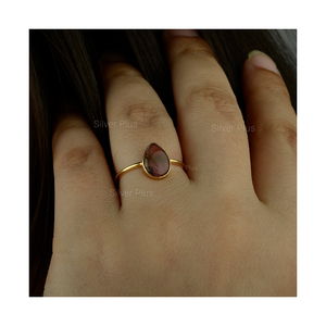 แหวนทัวร์มาลีนแตงโมทองคำ14K เครื่องประดับแฟชั่นสำหรับงานแต่งงานและปาร์ตี้ผลิตในอินเดีย - Product Image 5