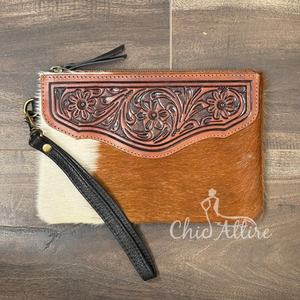 กระเป๋าสตางค์หนังวัวแท้แบบมีซิปสำหรับผู้หญิงกระเป๋าคลัทช์แบบพกพา - Product Image 1