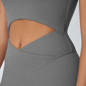 Combinaison de sport une pièce personnalisée pour femme, dos nu, respirante, à une bretelle, effet froncé, pour la gym, le fitness et le yoga - Product Image 4